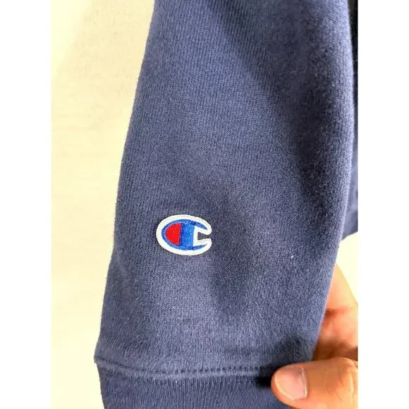 Champion Sweatshirt Men Large Navy Reverse Weave Long Sleeve Crew Neck Pullover - Picture 8 of 8